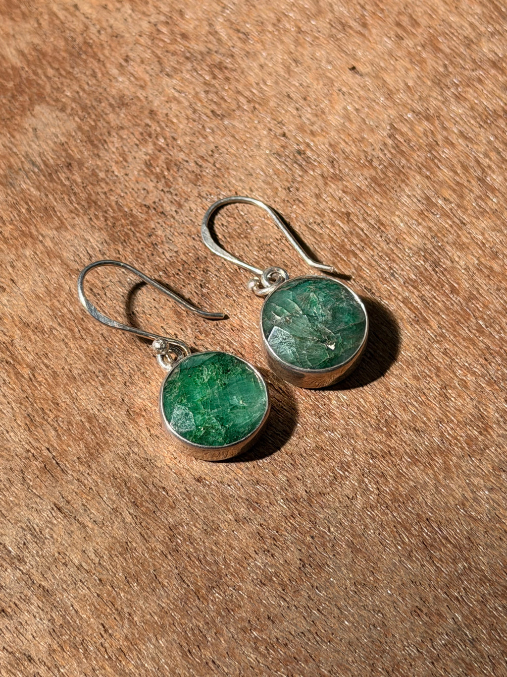 Emerald Round Earrings