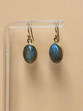 Gold Labradorite Oval Earrings