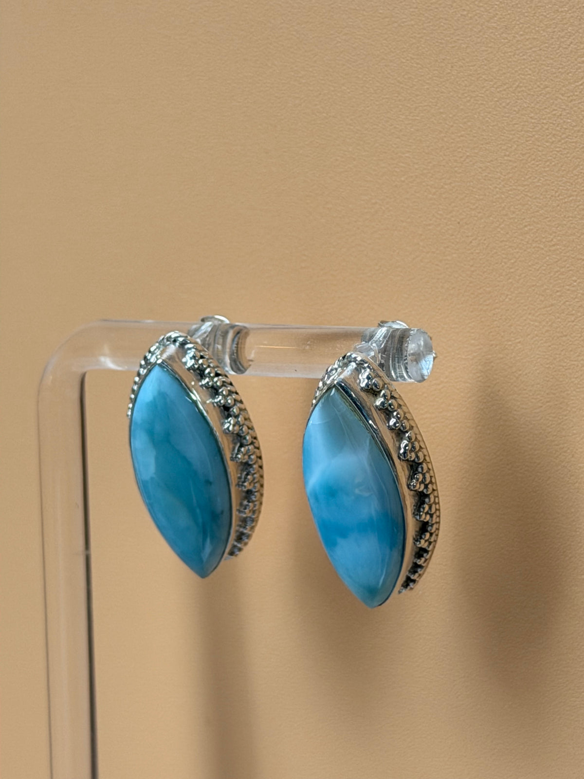 Larimar Marquise Studs