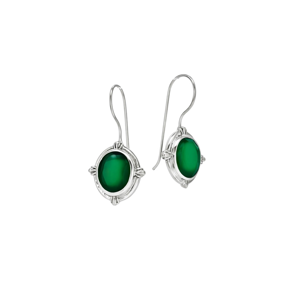 Green Onyx Faceted Oval Earrings