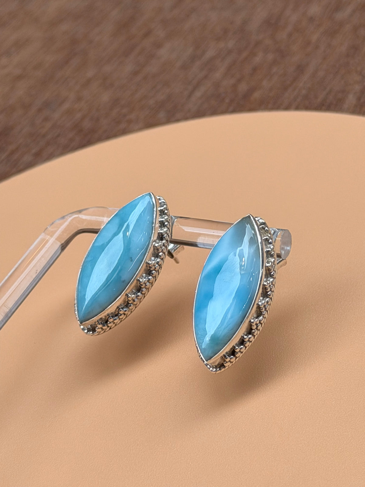 Larimar Marquise Studs