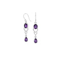 Amethyst Faceted Heart Drop Earrings