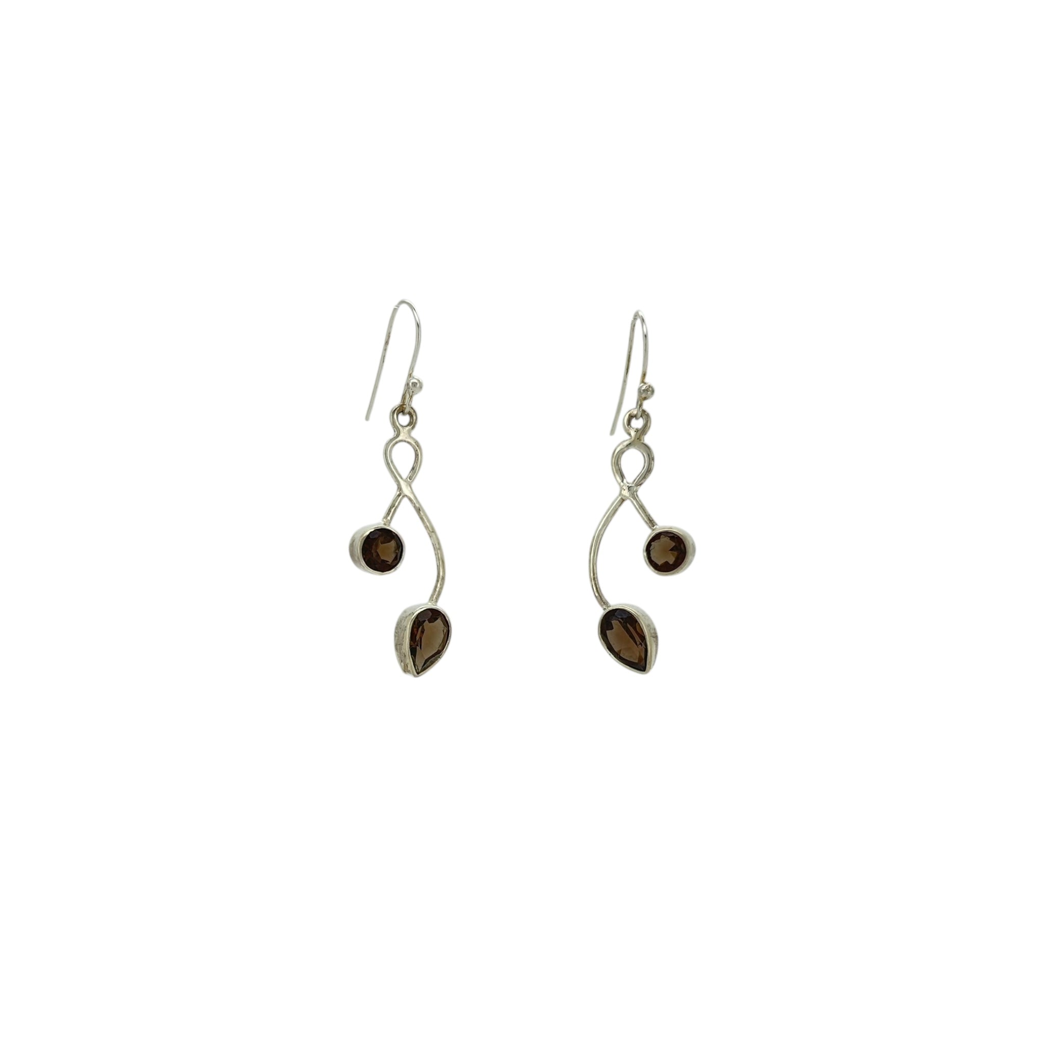 Smoky Quartz Faceted Leaf Earrings