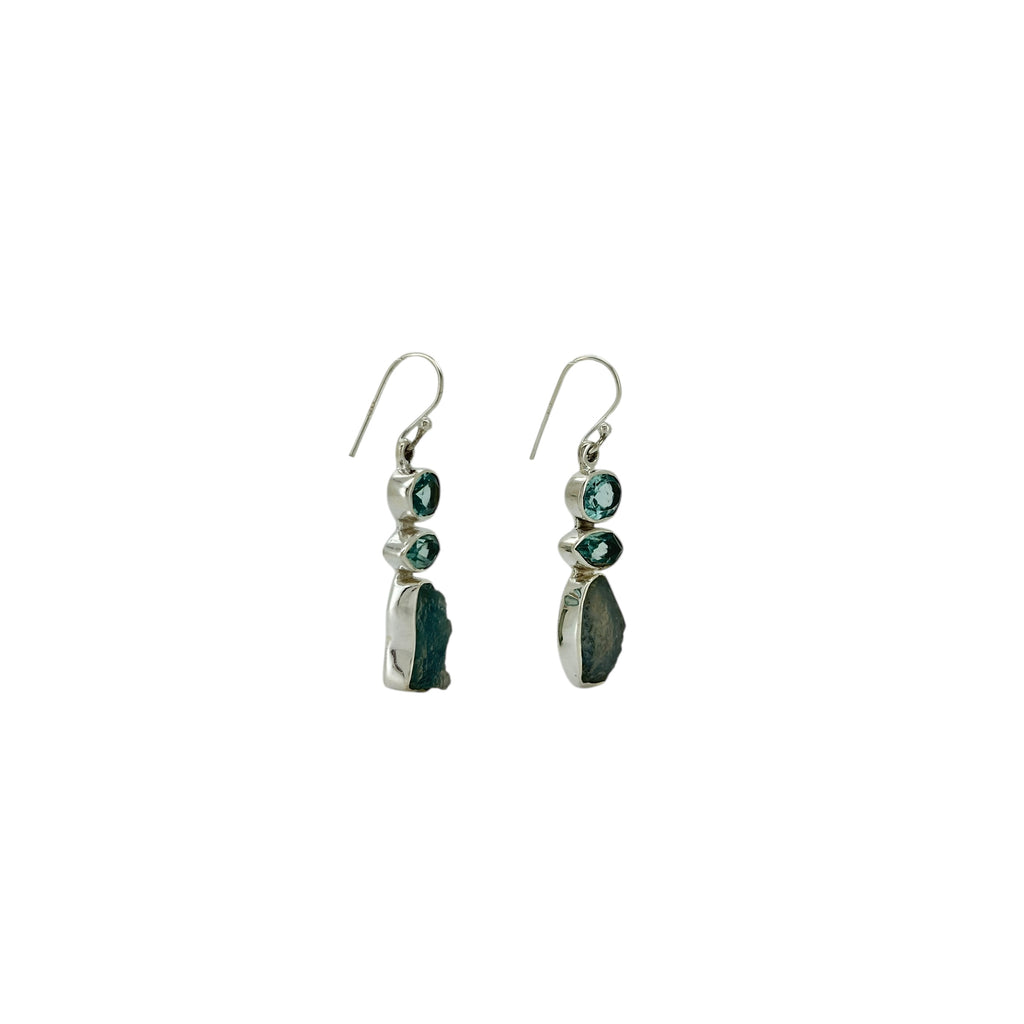 Blue Topaz & Aquamarine Combo Cut Earrings