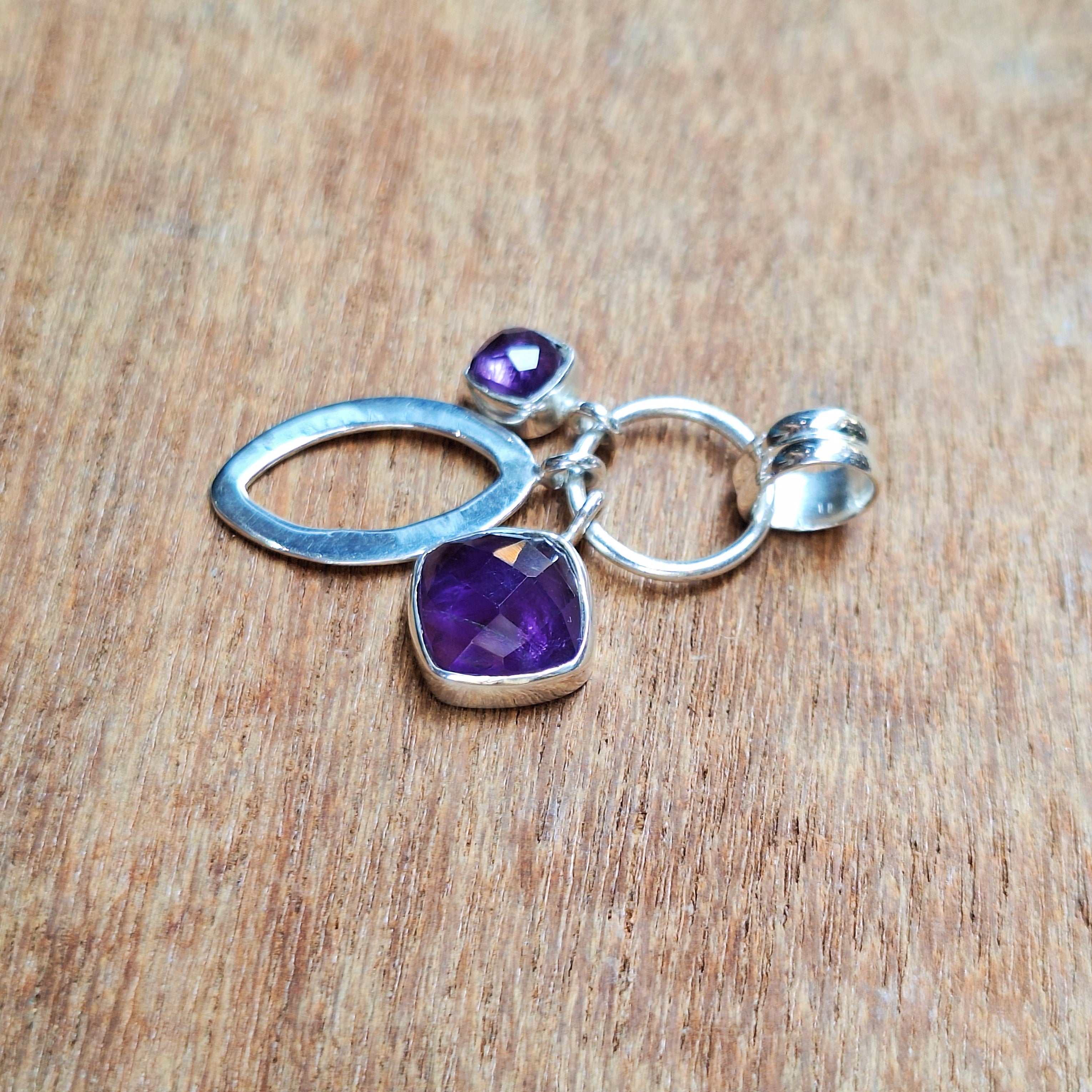 Amethyst Faceted Charm Pendant