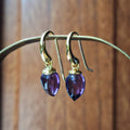 Gold Amethyst Cabochon Drop Earrings