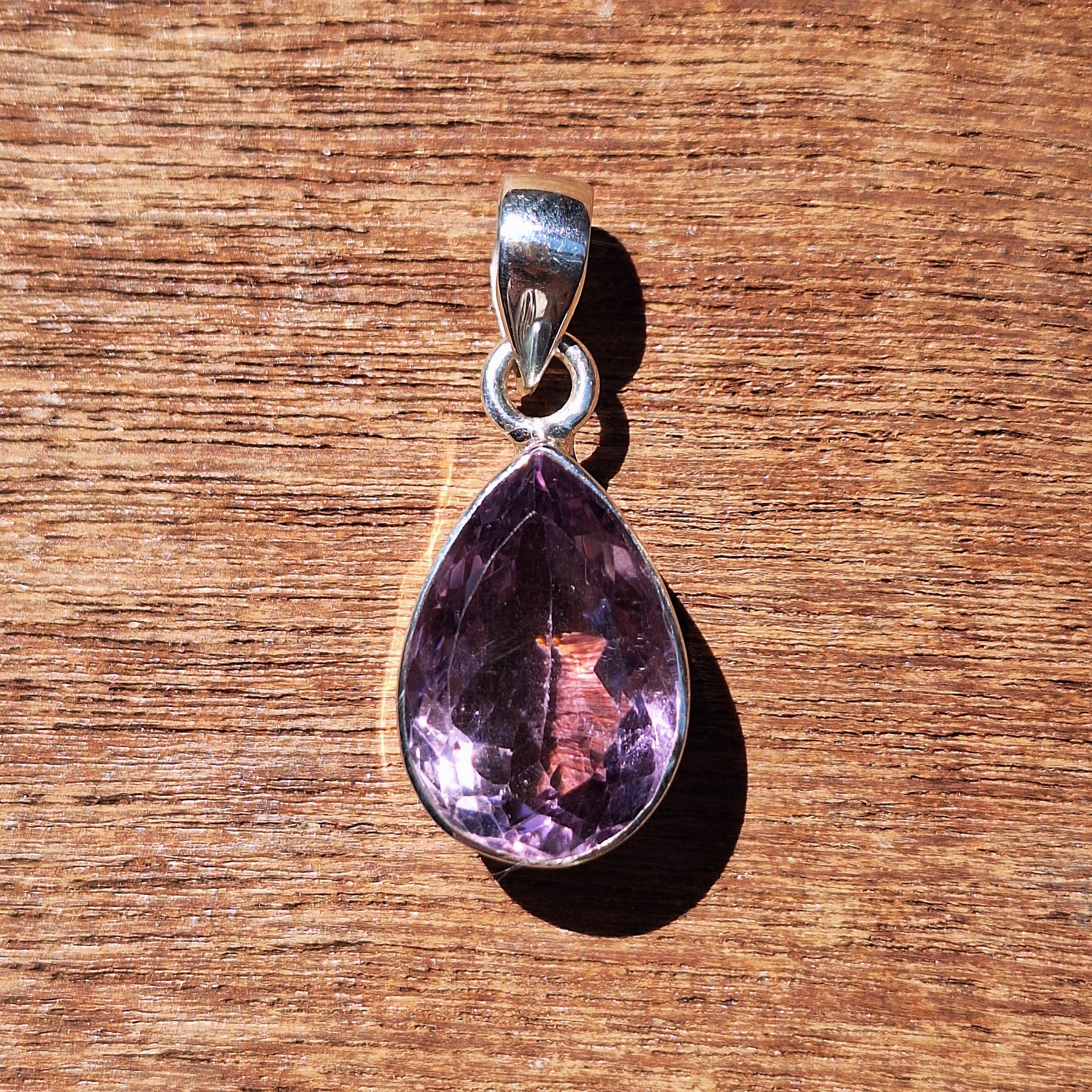 Amethyst High Clarity Faceted Teardrop Pendant