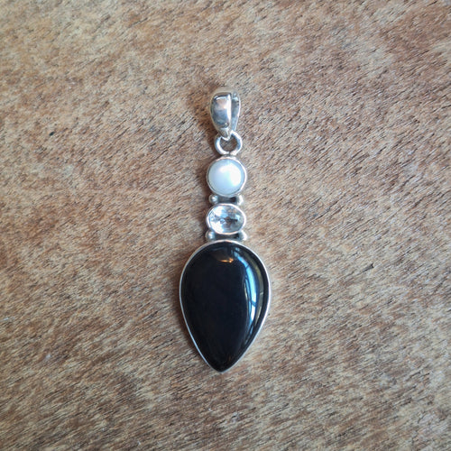 Black Onyx Combination Teardrop Pendant