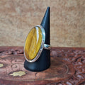 Golden Tiger's Eye Cabochon Oval Ring Size 55