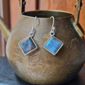 Labradorite Faceted Square Earrings