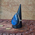 Labradorite Teardrop Cabochon Ring Size 59