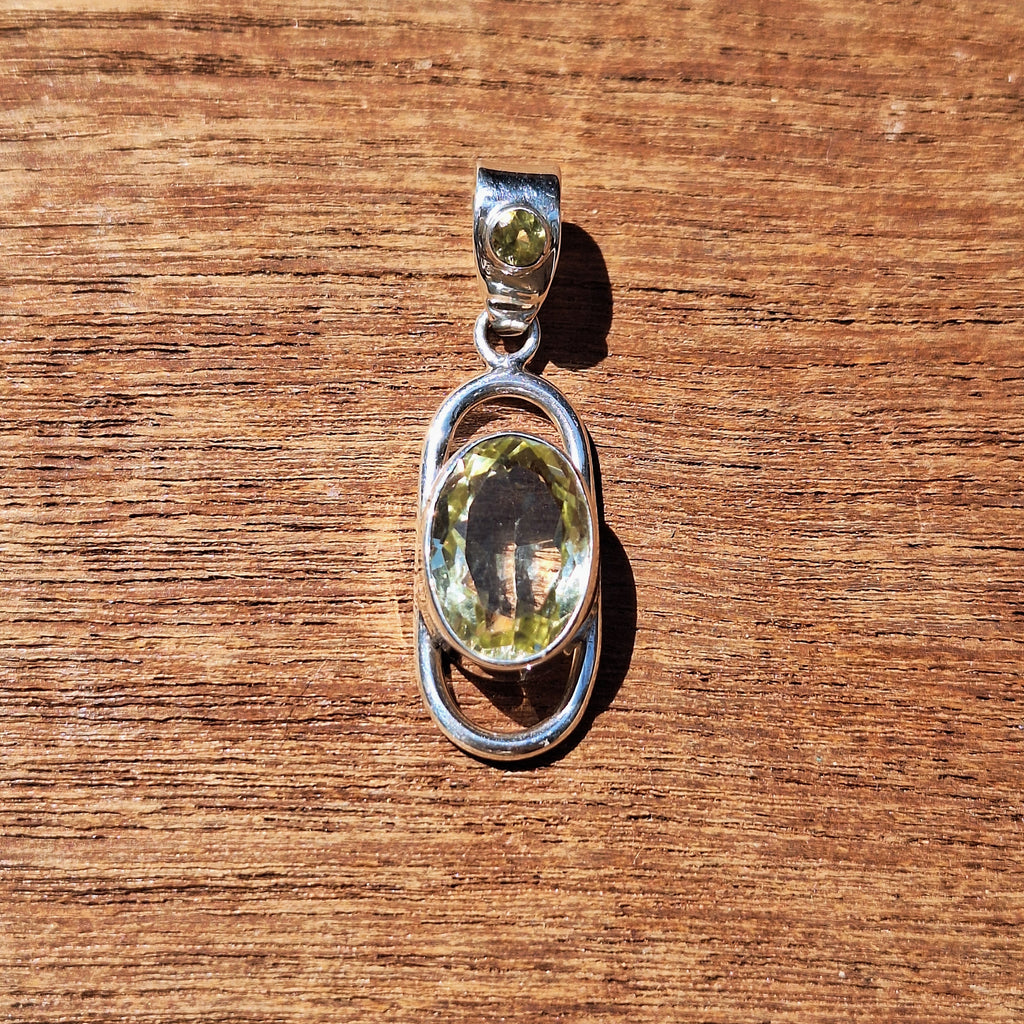 Lemon Quartz Faceted Oval Pendant