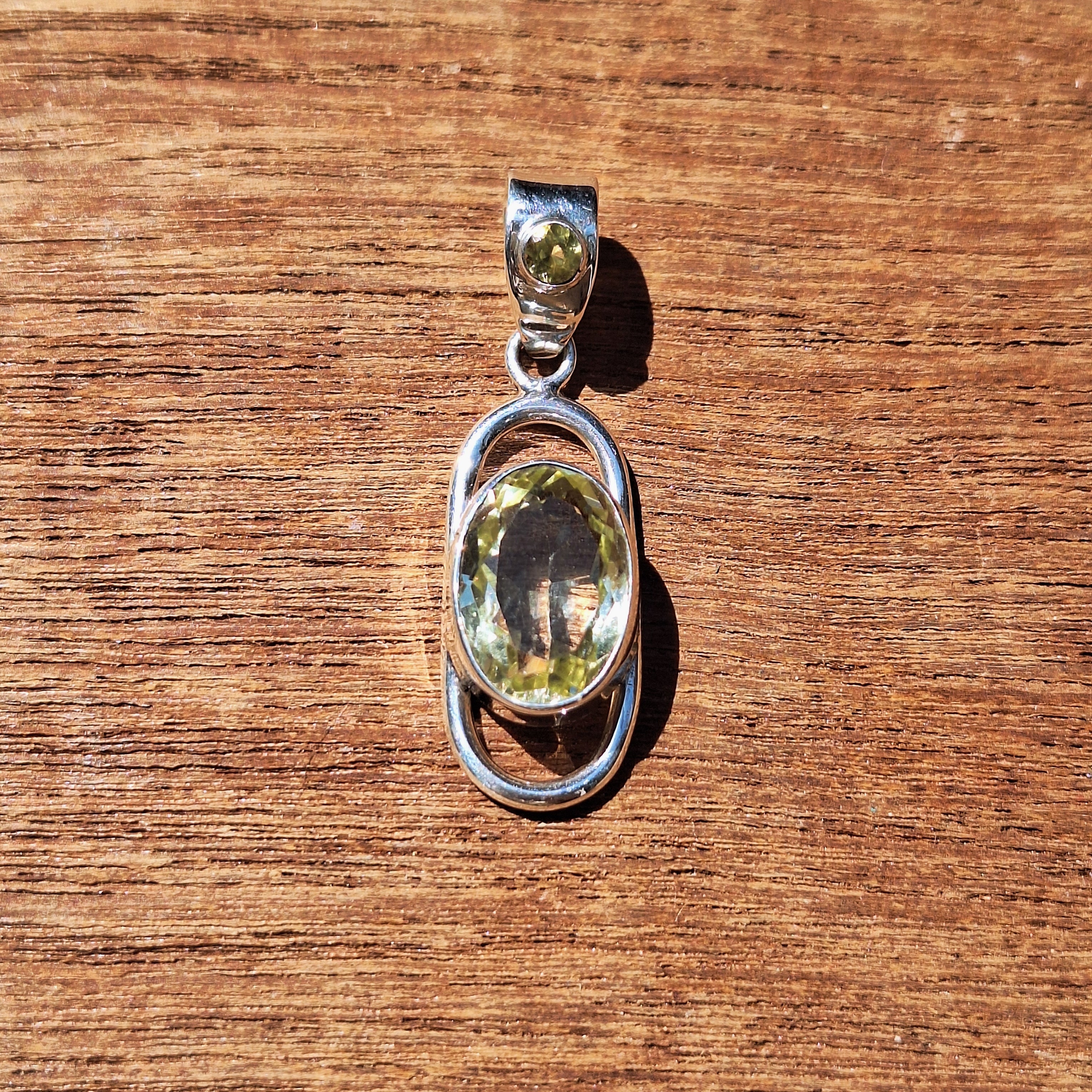 Lemon Quartz Faceted Oval Pendant