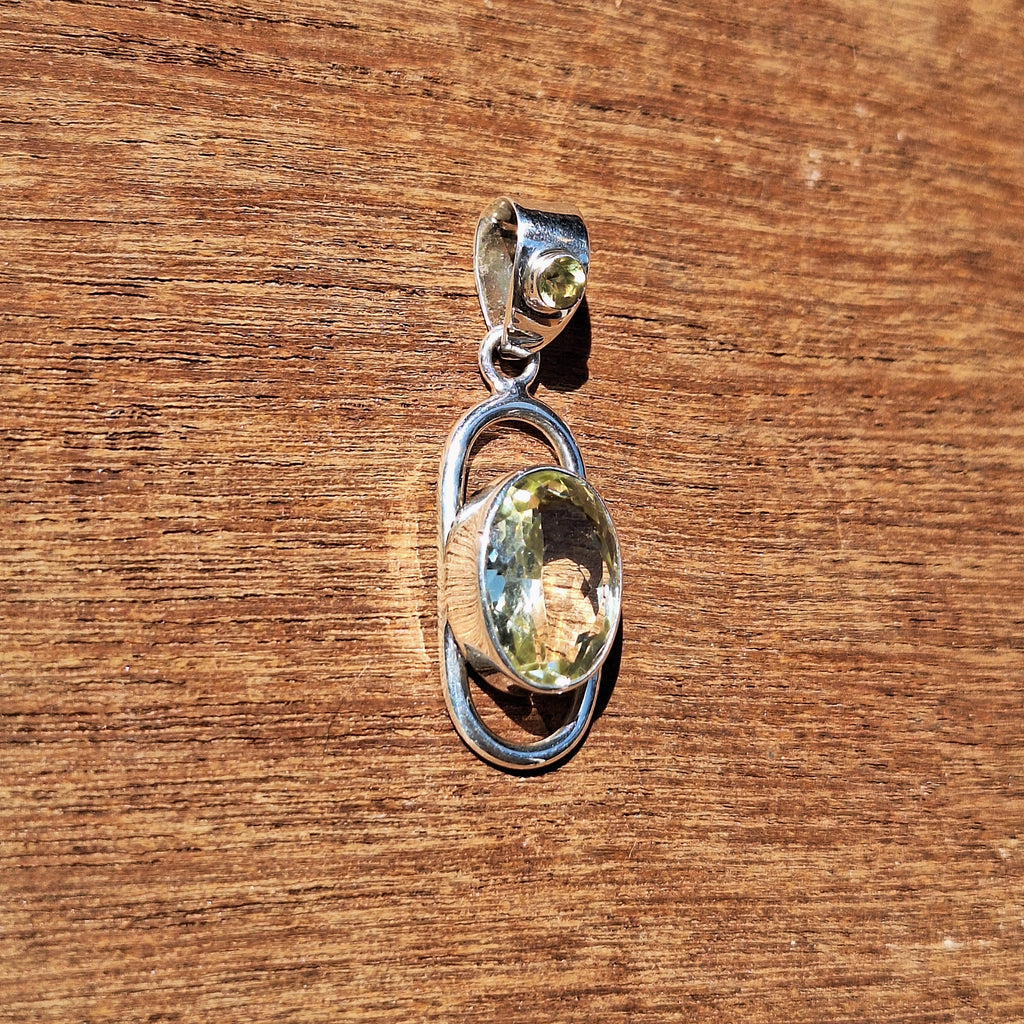 Lemon Quartz Faceted Oval Pendant
