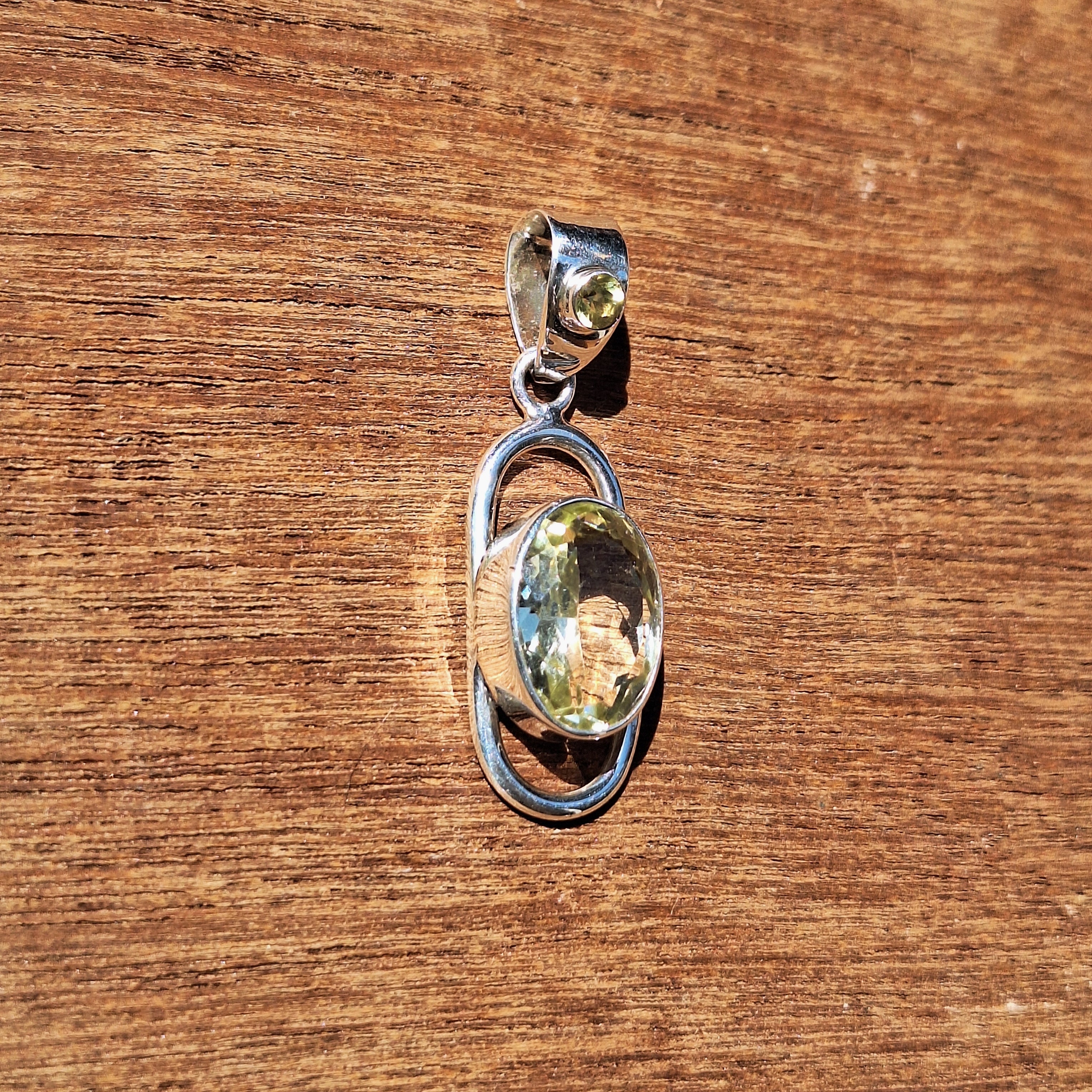 Lemon Quartz Faceted Oval Pendant