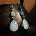 Moonstone Faceted Double Teardrop Earrings