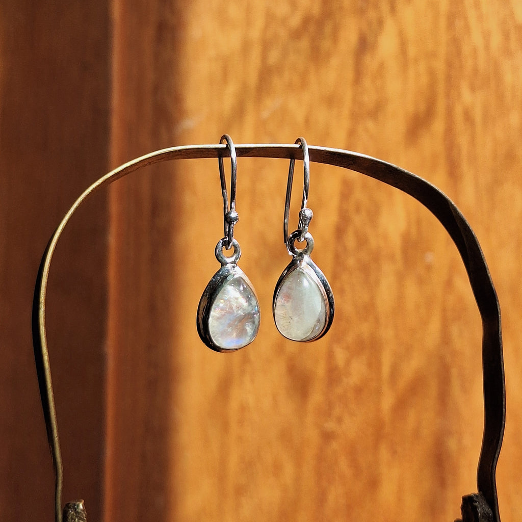 Moonstone Cabochon Teardrop Earrings
