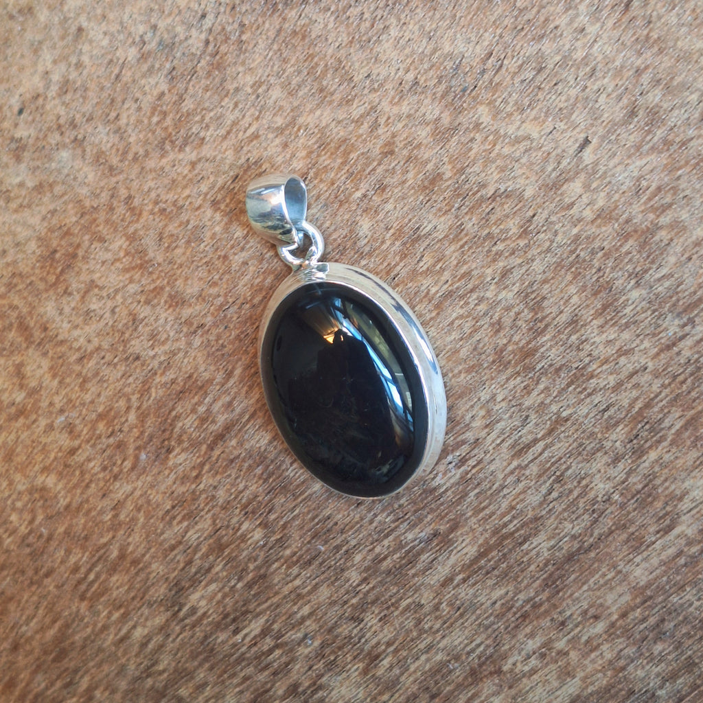 Black Onyx Cabochon Oval Pendant