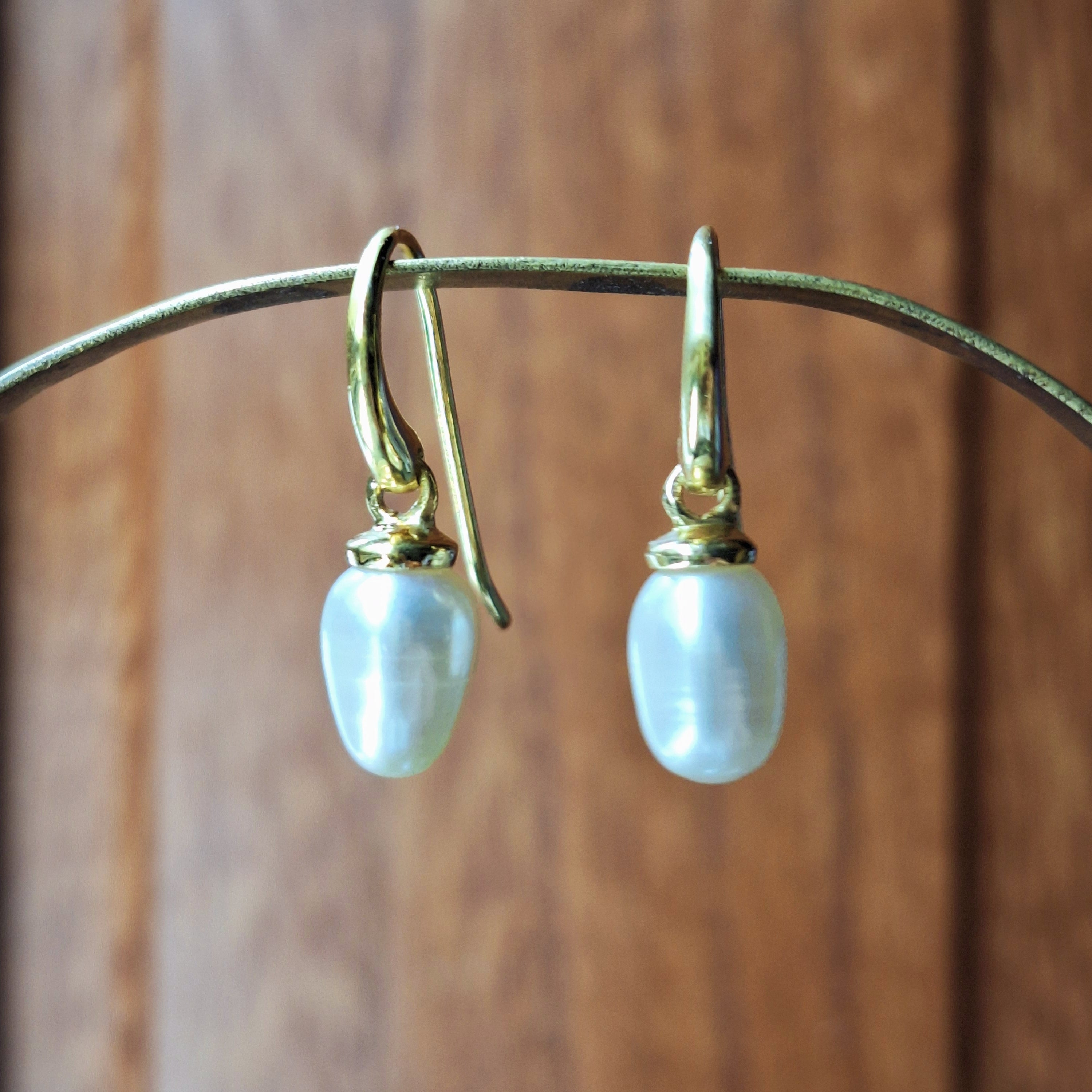 Gold Pearl Drop Earrings