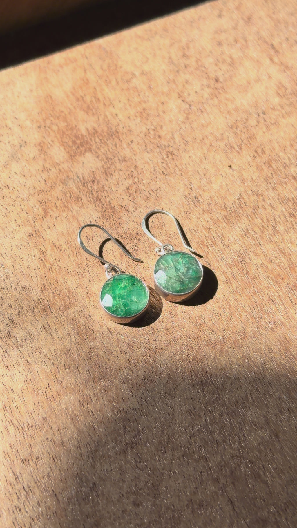 Emerald Round Earrings