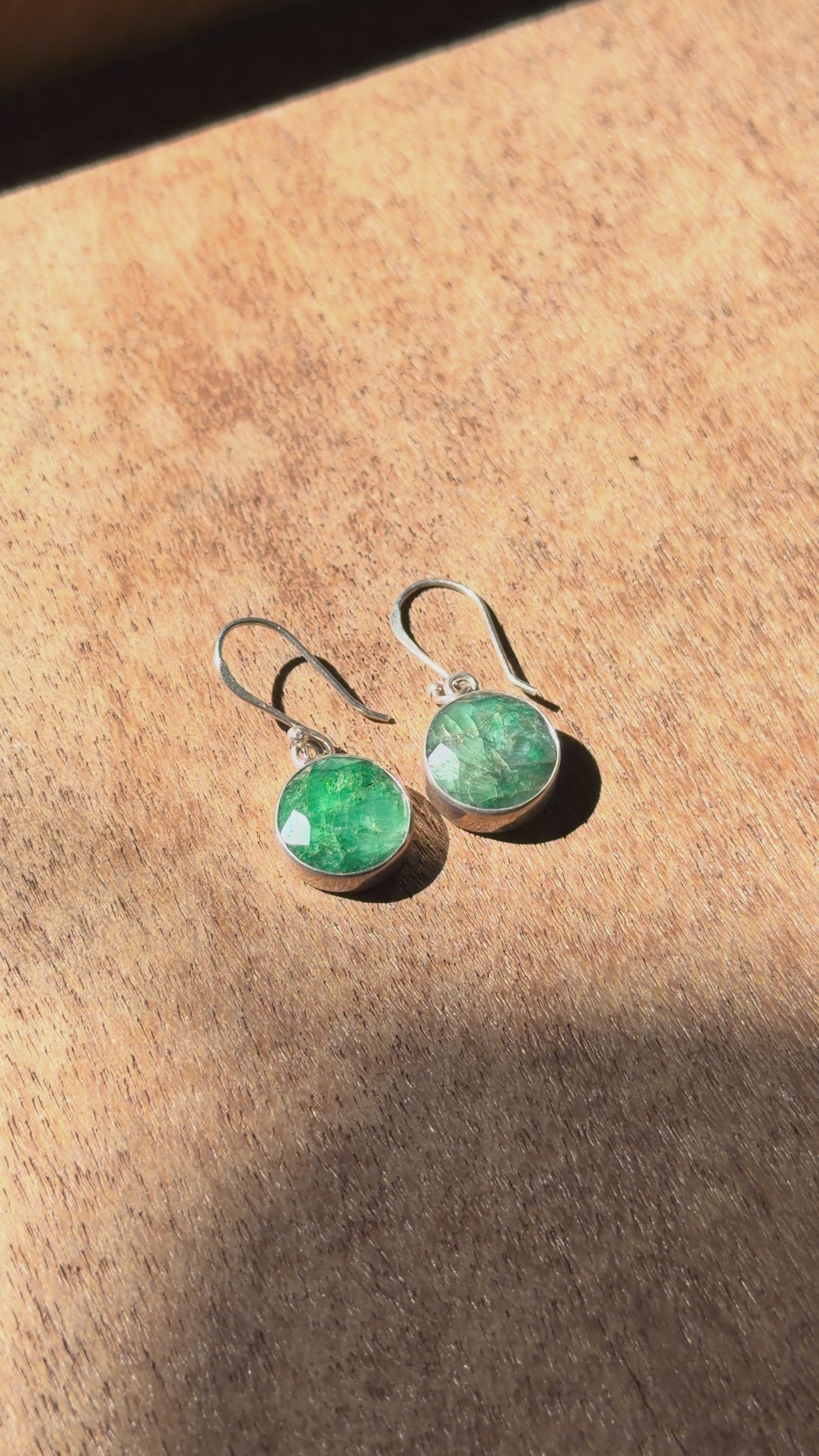 Emerald Round Earrings