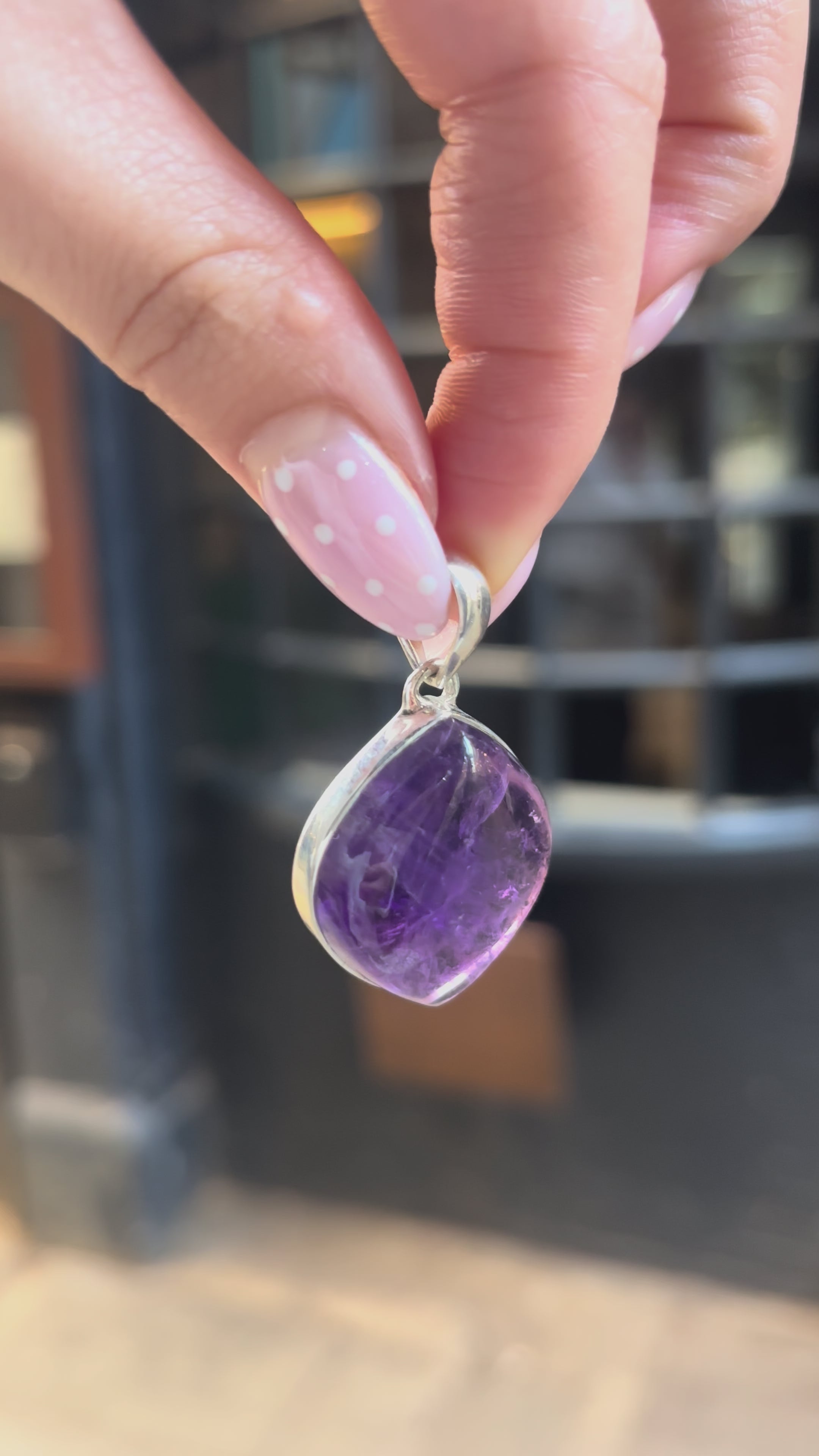 Amethyst Cabochon Teardrop Pendant