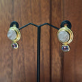 Gold Rose Quartz & Amethyst Stud Earrings