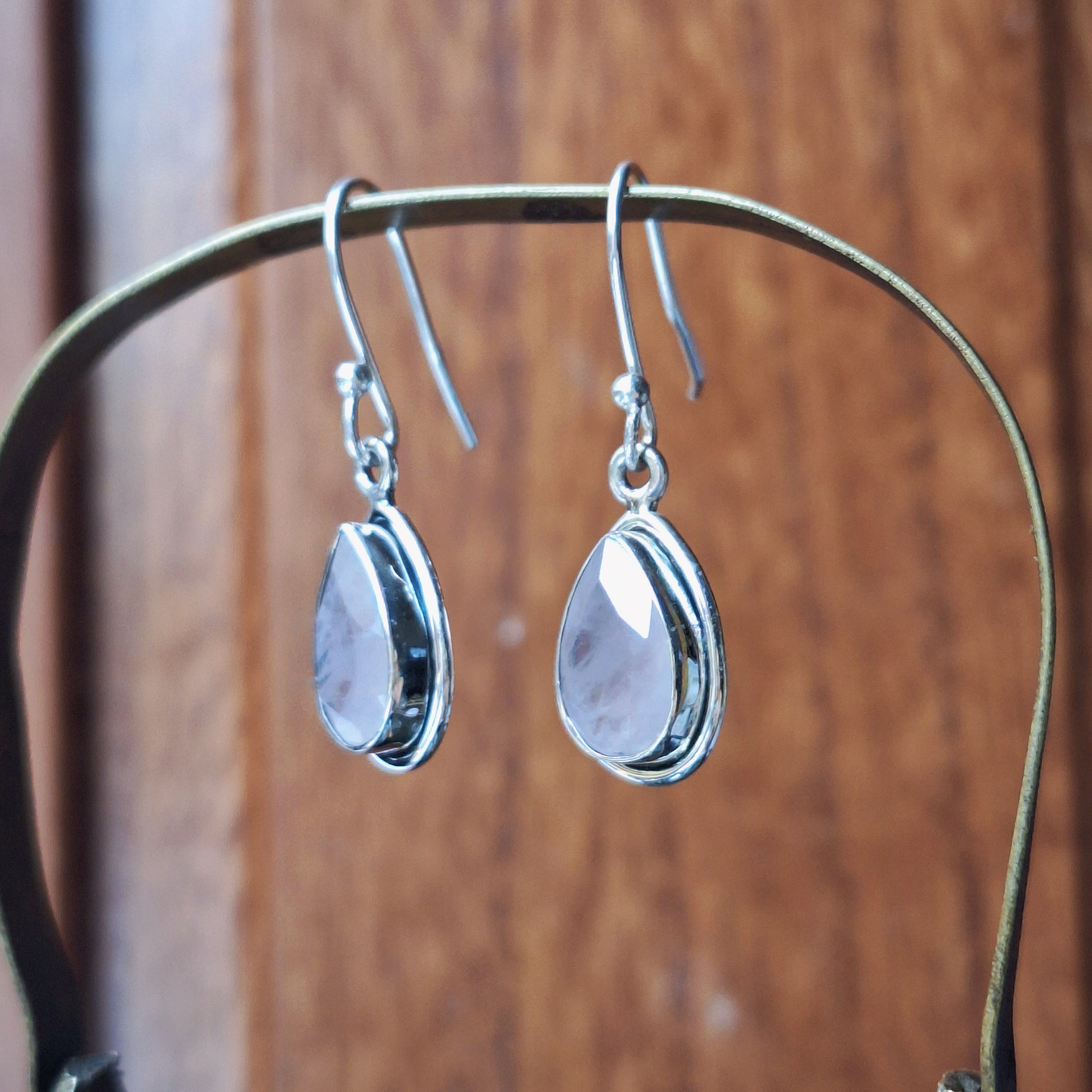 Rose Quartz Faceted Teardrop Earrings