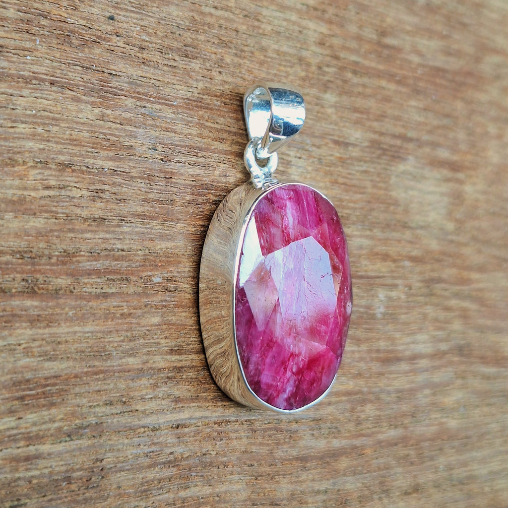 Ruby Faceted Oval Pendant