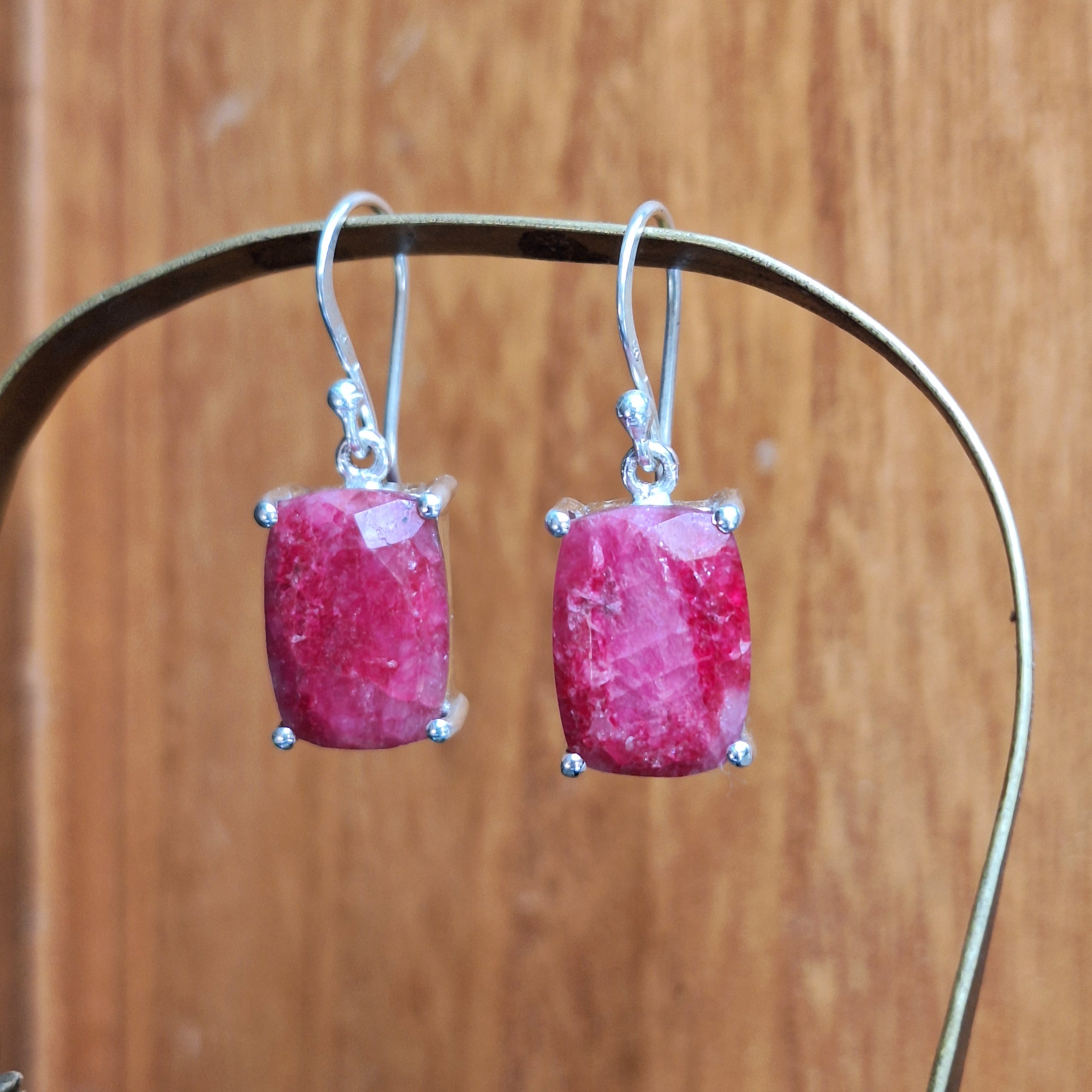 Ruby Rectangle Faceted Earrings
