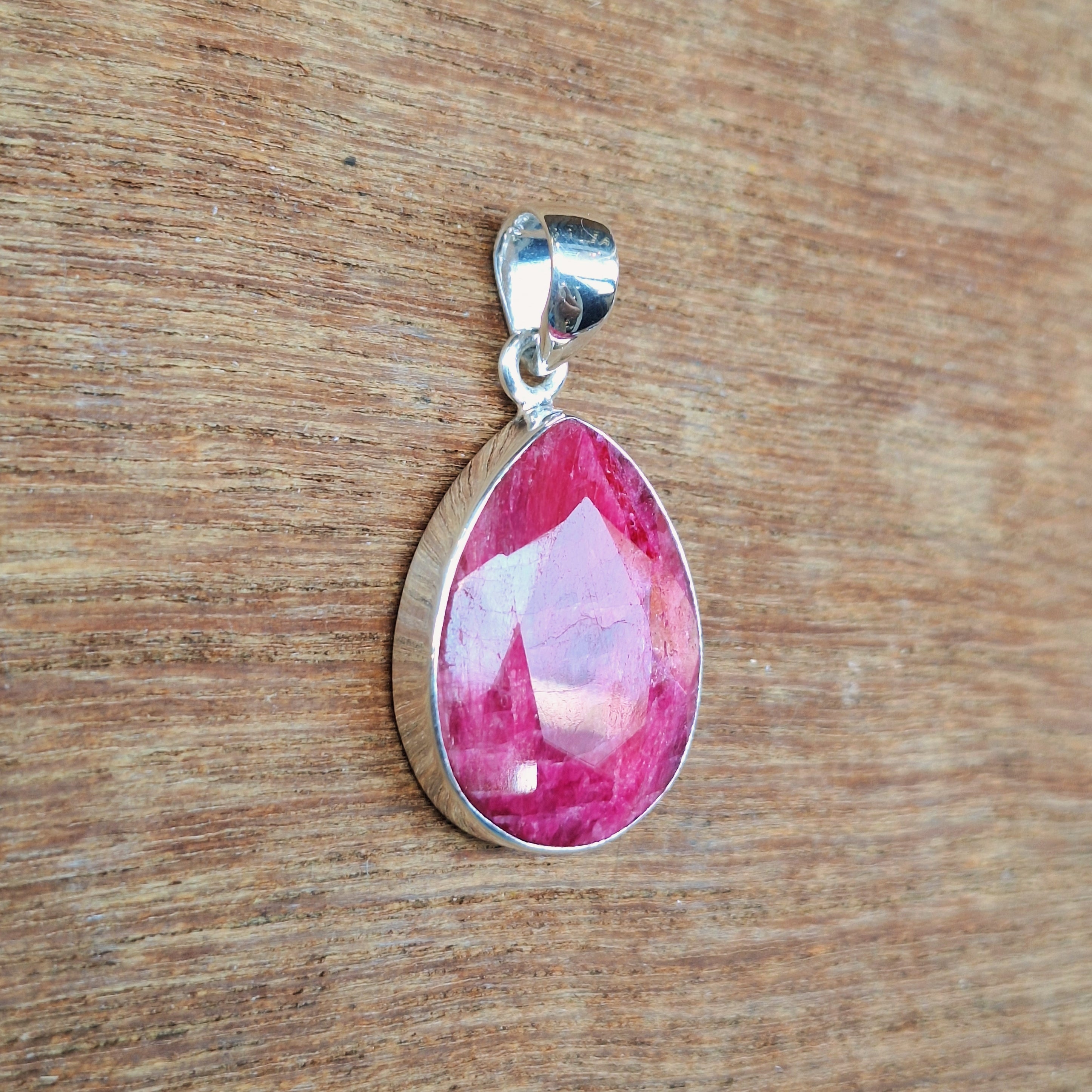 Ruby Faceted Teardrop Pendant