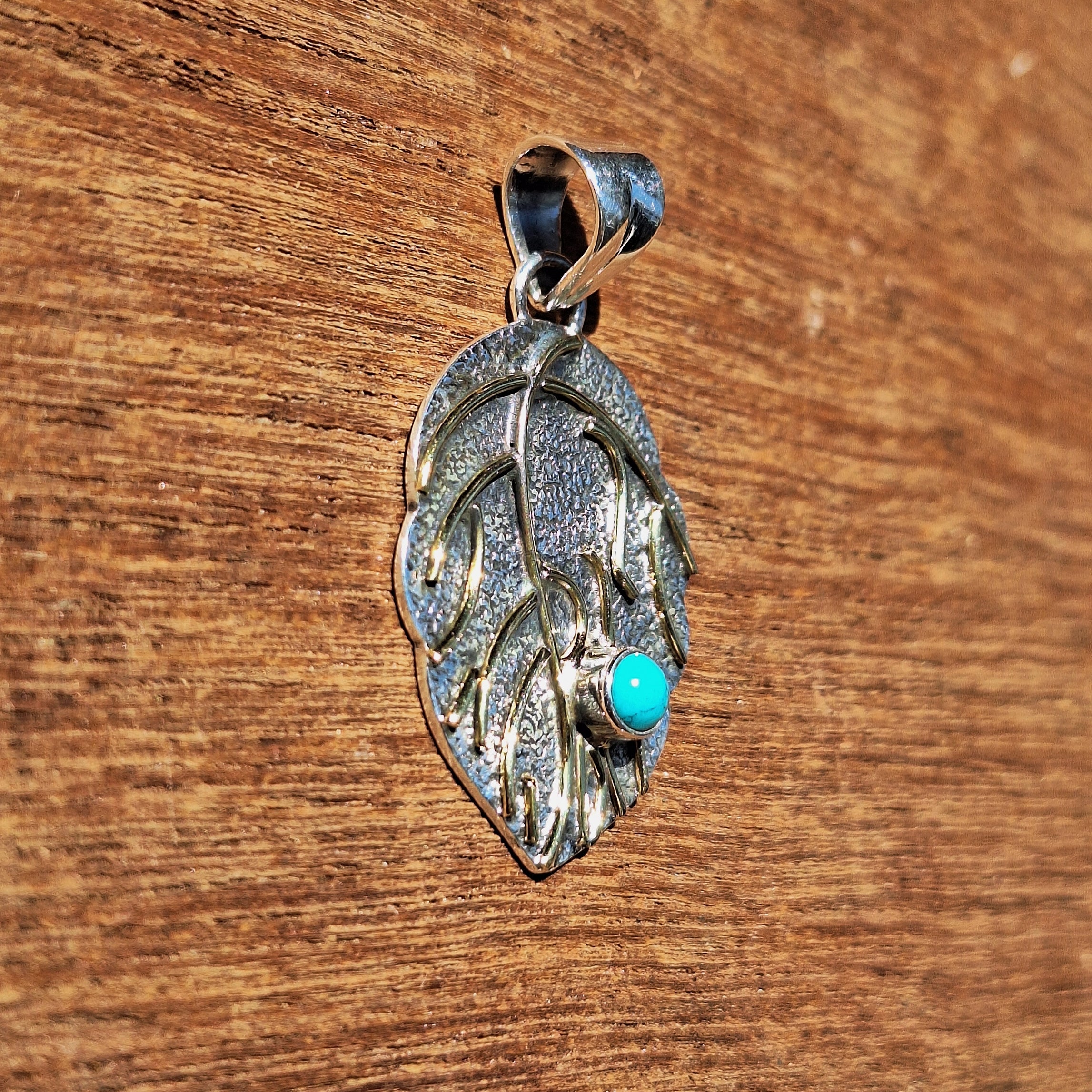 Turquoise Cabochon Leaf Pendant