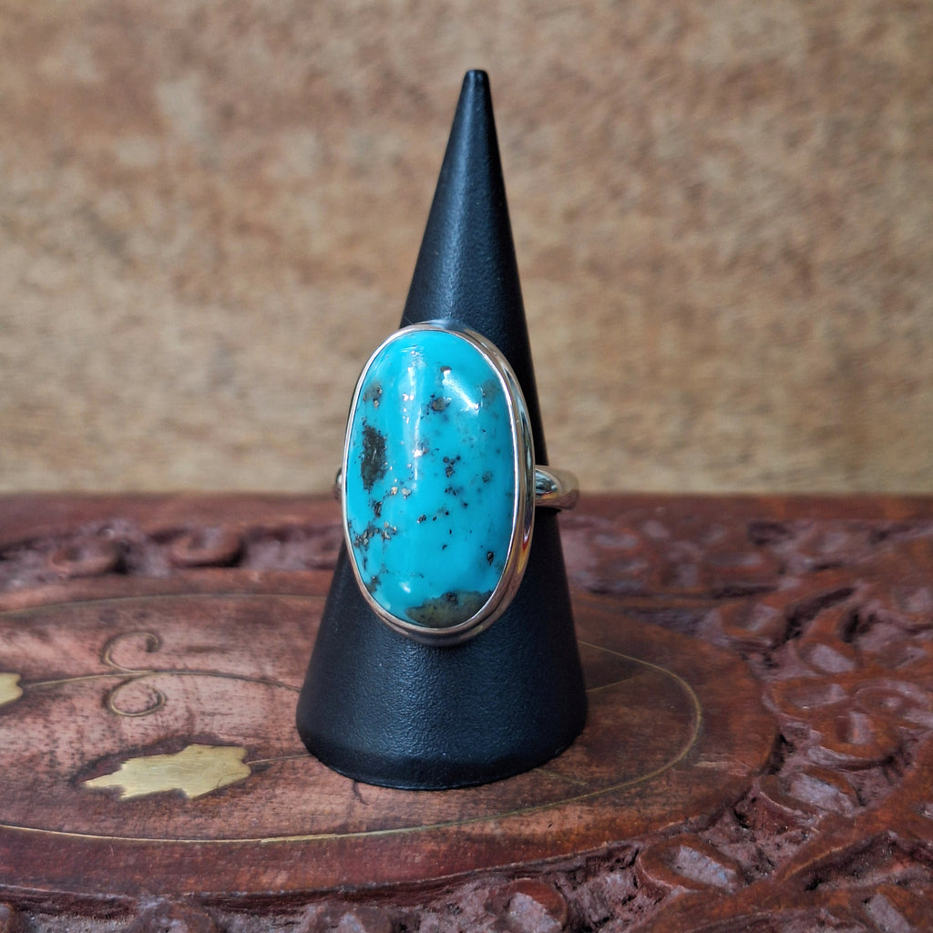 Turquoise Oval Cabochon Ring Size 57