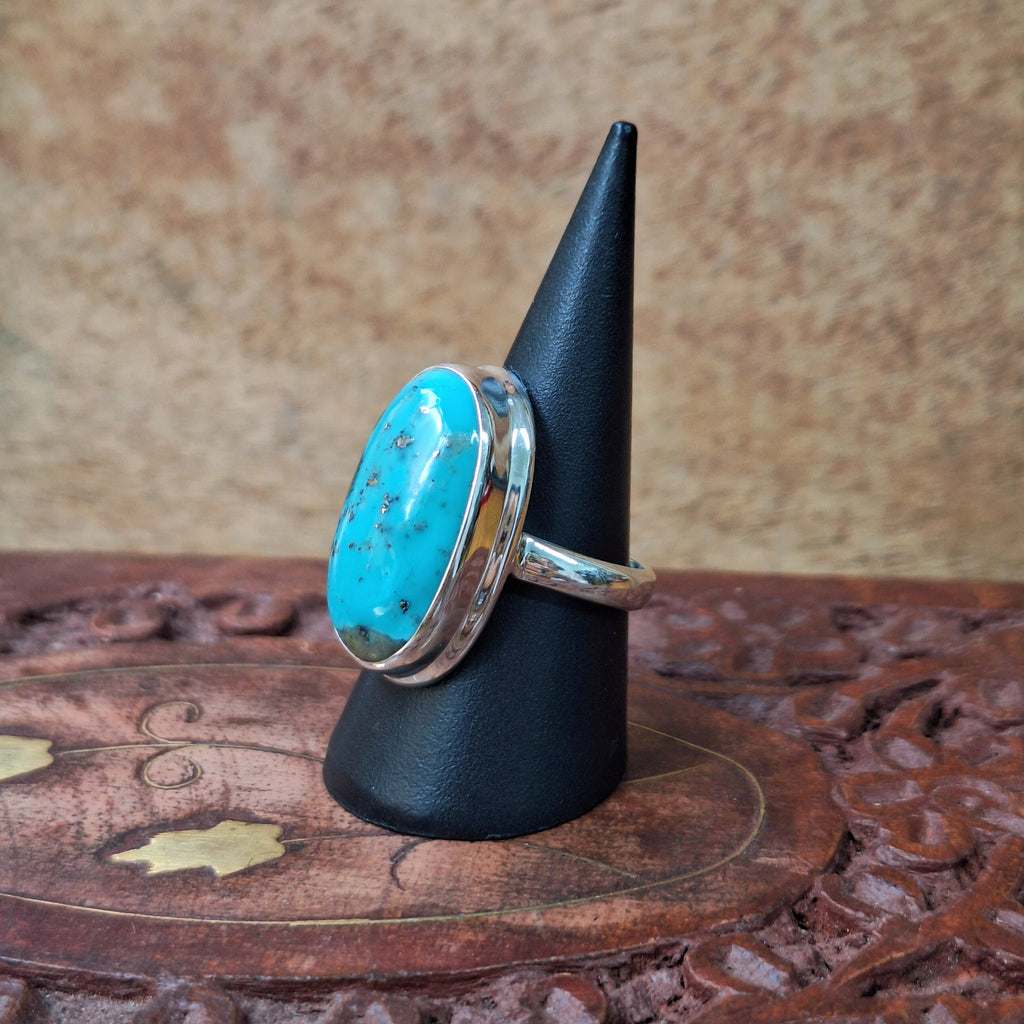 Turquoise Oval Cabochon Ring Size 57